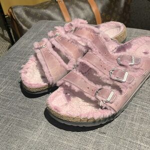 Pink Birkenstock slides